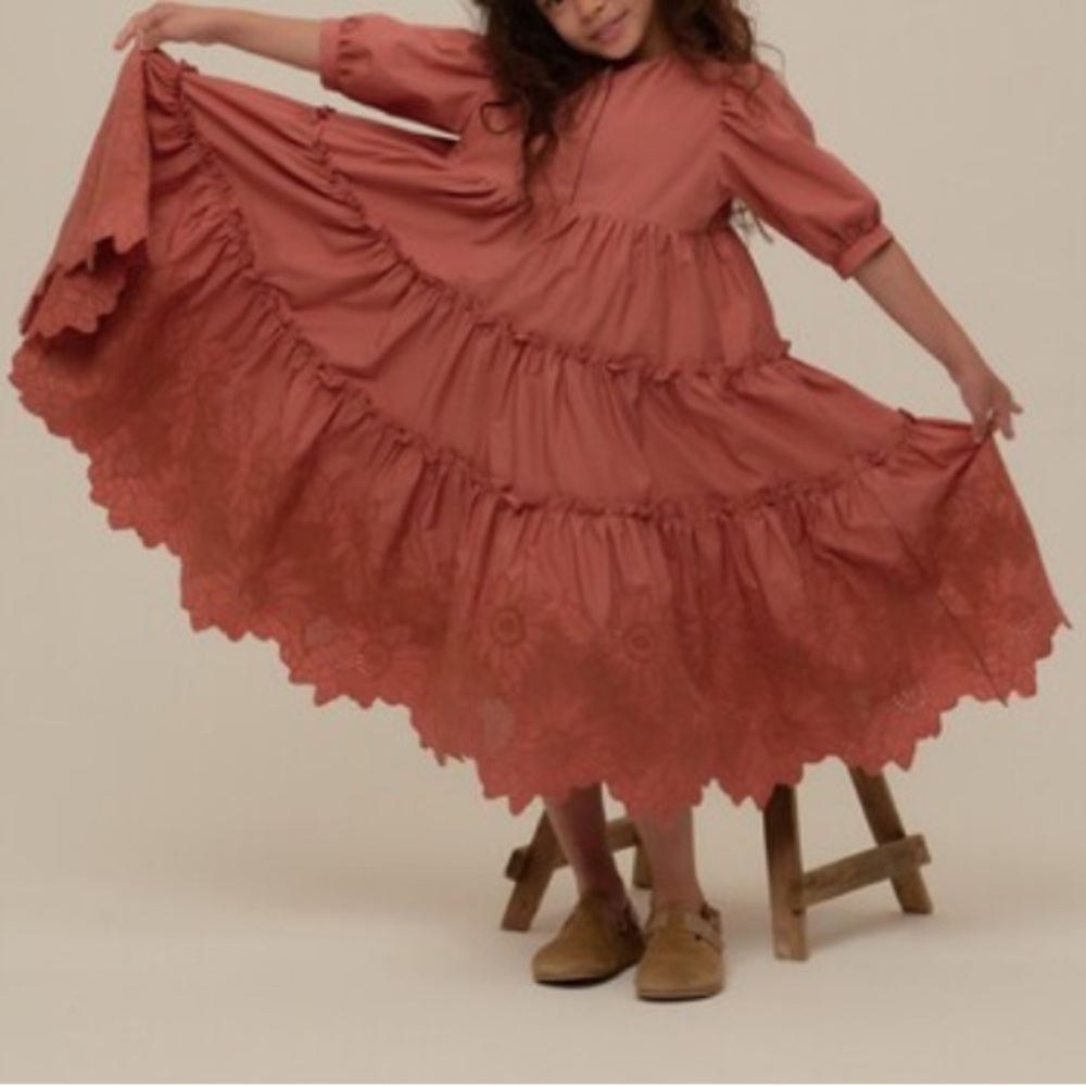 Elegant Terracotta Kids Formal Dress - Picture 6 of 6
